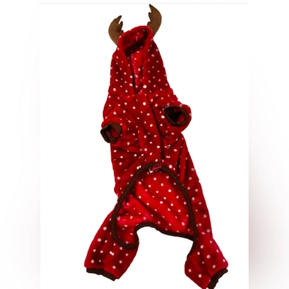 Red Reindeer Polka Dot Dog Sweater